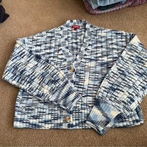 STAUD blue Patterned Cardigan